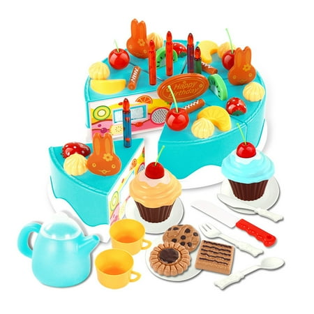 54pcs Kids Plastic Kitchen Cutting Toys Birthday Cake Pretend