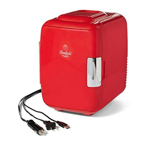 Cooluli Classic 4-Liter Portable Cooler/Warmer Mini Fridge, Glossy Red ...