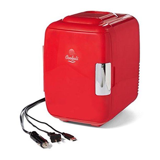 Cooluli Classic 4Liter Portable Cooler/Warmer Mini Fridge, Glossy Red