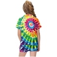 thumbnail image 6 of Odeerbi 2-12 Years Teen Boys Girls Summer Satin Pajamas Notched Lapel Short Sleeve Shirts Shorts Set Soft Loungewear Tie-Dye Sleepwear Two-piece Pajama Sets Teen Boys Girls Clothes, 6 of 6