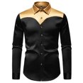 thumbnail image 4 of XDZJLR Men Shirts Fashion Color Combination Long Sleeved Large Size Casual Tee, 4 of 7