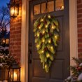 thumbnail image 2 of Tyidzon 2Pcs 30.7" Christmas Teardrop Swag with LED Lights, Lighted Artificial Greenery with Pinecones for Front Door Mantel Wall, 2 of 7
