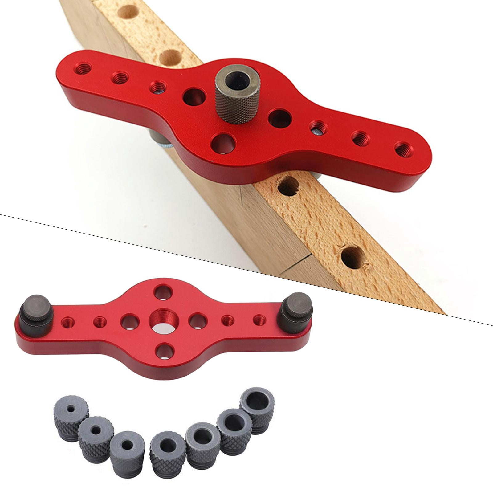 GUOOL Vertical Self Centering Dowel Jig Kit Woodworking Holing with 2-10mm Drill Bushings Dowelling Wood Vertical Hole Puncher with Drill Bushings , Red Type 2 (red)