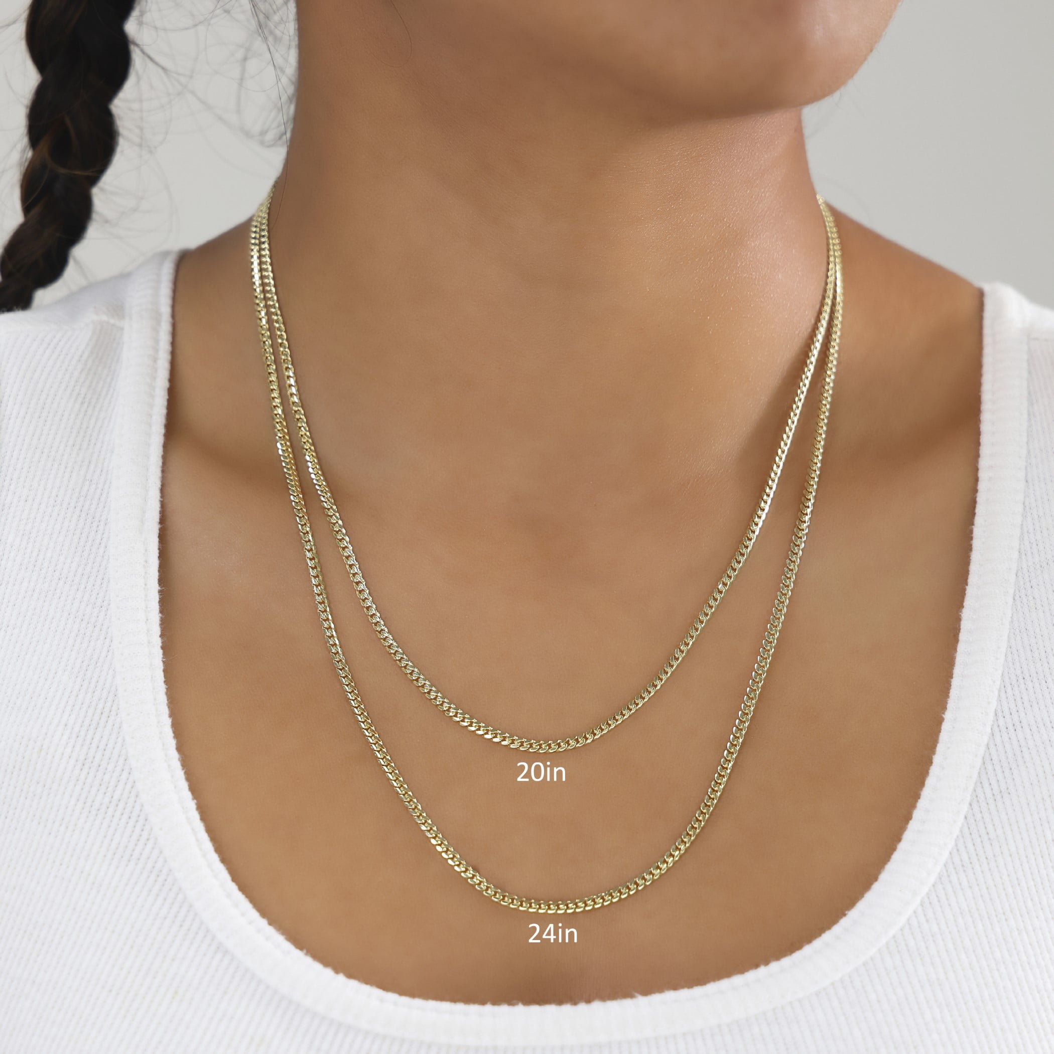 Nuragold 18k Real Yellow Gold Solid Miami Cuban Link 2.7mm Chain Necklace (16"-30") Italian Jewelry for Men & Women