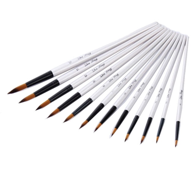 Juego de bolígrafos de acuarela de varilla blanca, pinceles afilados de lana de nailon de dos colores, suministros de arte, suministros de arte versátiles