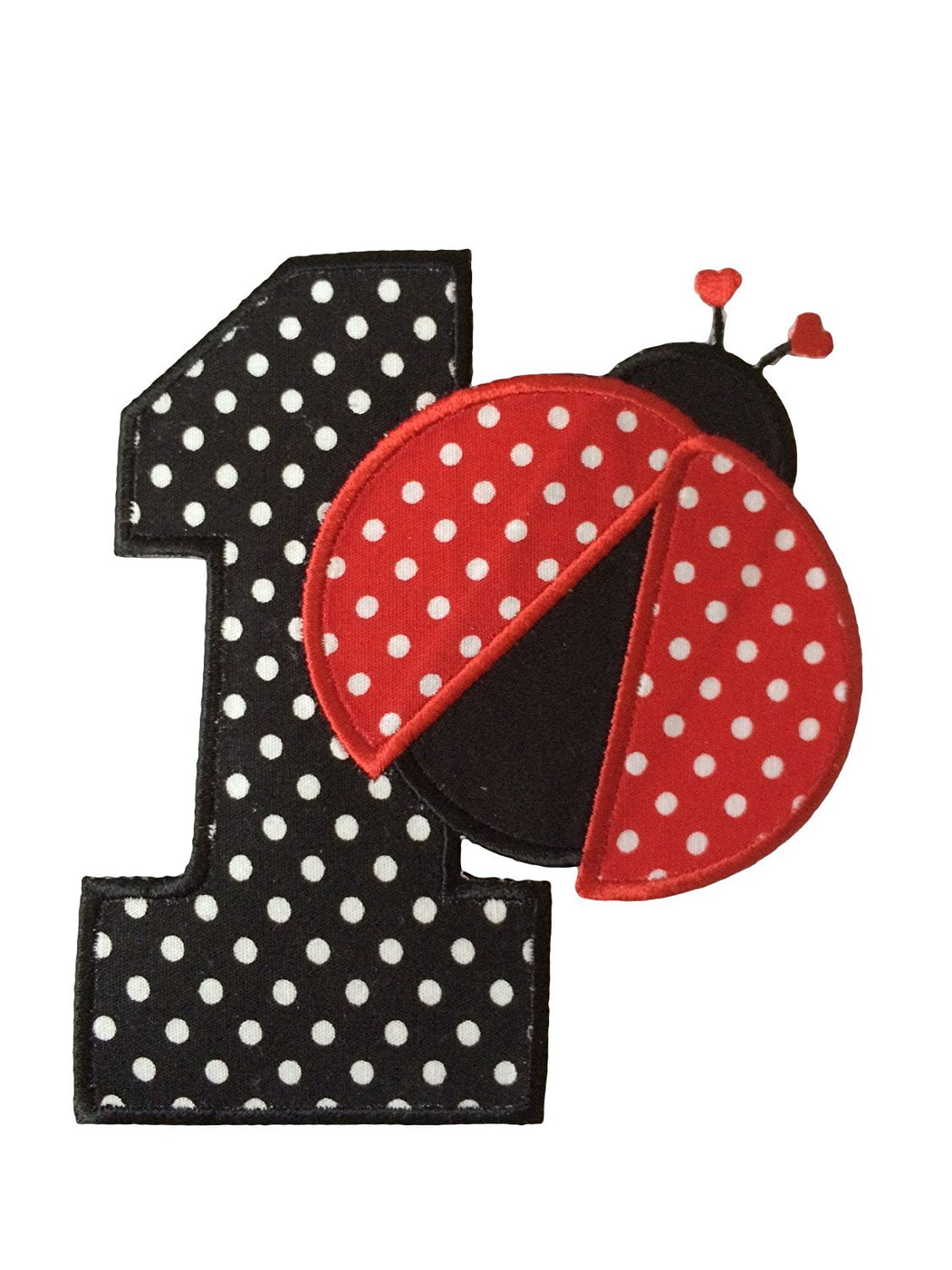 Danha 4.5" First Birthday Number One Ladybug Appliqued Iron On Transfer