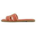 thumbnail image 2 of Soda Shoes Women Slip-On Sandals H-Band Flat Flip-Flops Slides Raffia Stitching Square Toe Finity-S Bright Orange 7, 2 of 5