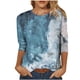 thumbnail image 1 of Camiseta estampada a la moda para mujer, blusa de manga 3/4 de longitud media, cuello redondo, camisetas informales Pompotops  FGAJ2171, 1 of 5