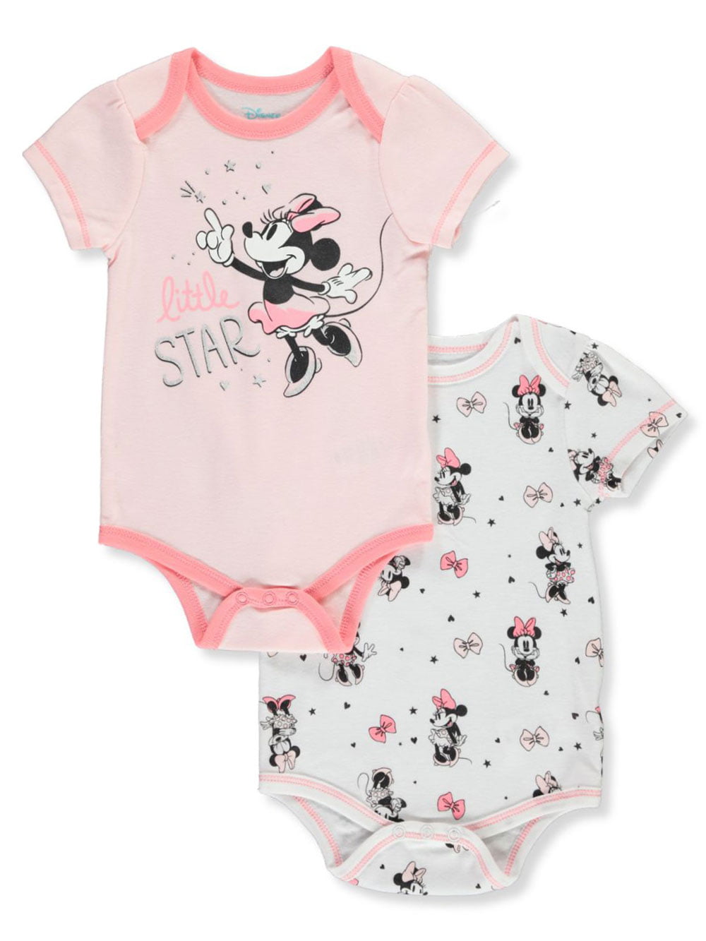 NEW Minnie Mouse Disney Baby Girl Bodysuit Spring Summer Floral Print Pink 