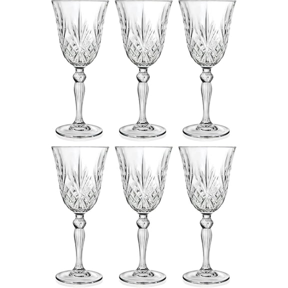 Barski Wine Glass - Goblet - Red Wine - White Wine - Water Glass - Stemmed Glasses - Set of 6 Goblets - Crystal like Glass - 9 oz. Beautifully - Cut Crystal - Designed Made in Europe
