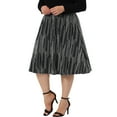 thumbnail image 4 of Agnes Orinda Women's Plus Size Party Metallic Sparkle Sequin Spring Fall Skirt 3X Silver, 4 of 5