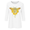 thumbnail image 3 of SHE IS Womens 3/4 Sleeve Tops, Plus Shirts for Women Sexy Womens Tops Casual Petite Womens Blouses Dressy Casual Plus Size Oversized Graphic Tees for Women Plus Size, 3 of 4