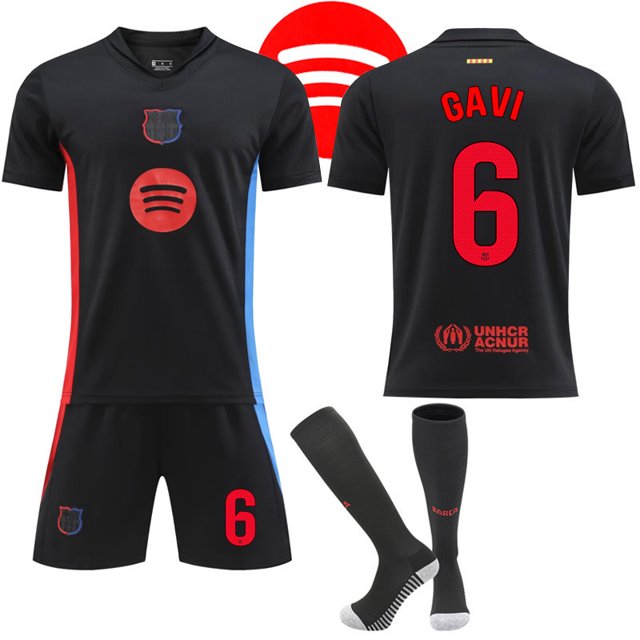 2425 Barcelona Maillot Extérieur No. 9 Lewandowski No. 19 Yaml No. 10 Messi Uniforme de Football Nouvelle Publicité à Manches Courtes Uniforme d'Équipe Nom du Joueur pour Enfants et Adultes