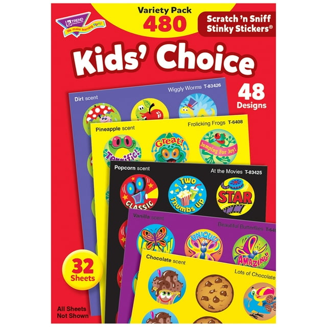 Kids' Choice Stinky Stickers® Variety Pack, 480 Per Pack, 2 Packs