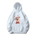 thumbnail image 2 of Sudadera con capucha blanca de Feliz Navidad para niños, sudadera bonita para fiesta de Navidad para niño o niña, ropa de moda con estampado de Papá Noel y ciervos para niños, 2 of 5
