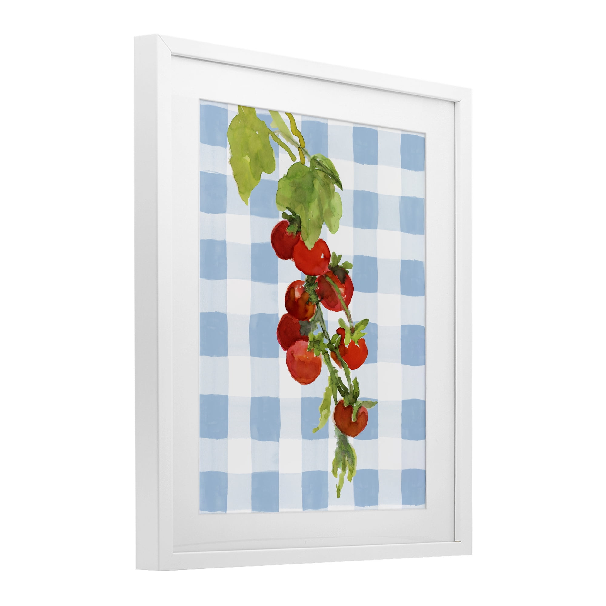 Stupell Industries Vine Ripe Tomatoes on Plaid White Framed Print Under Glass, design by Lanie Loreth