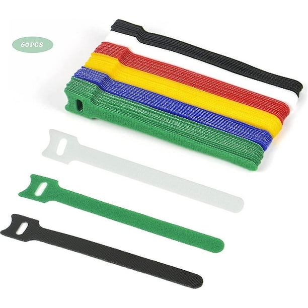 60 Piezas Bridas De Velcro Para Cables, Bridas Para Cables Reutilizables, Correas Ajustables, Bridas Para Cables De Sujeción Con Gancho Y Lazo Para Organizador De Cables De Computadora De PC