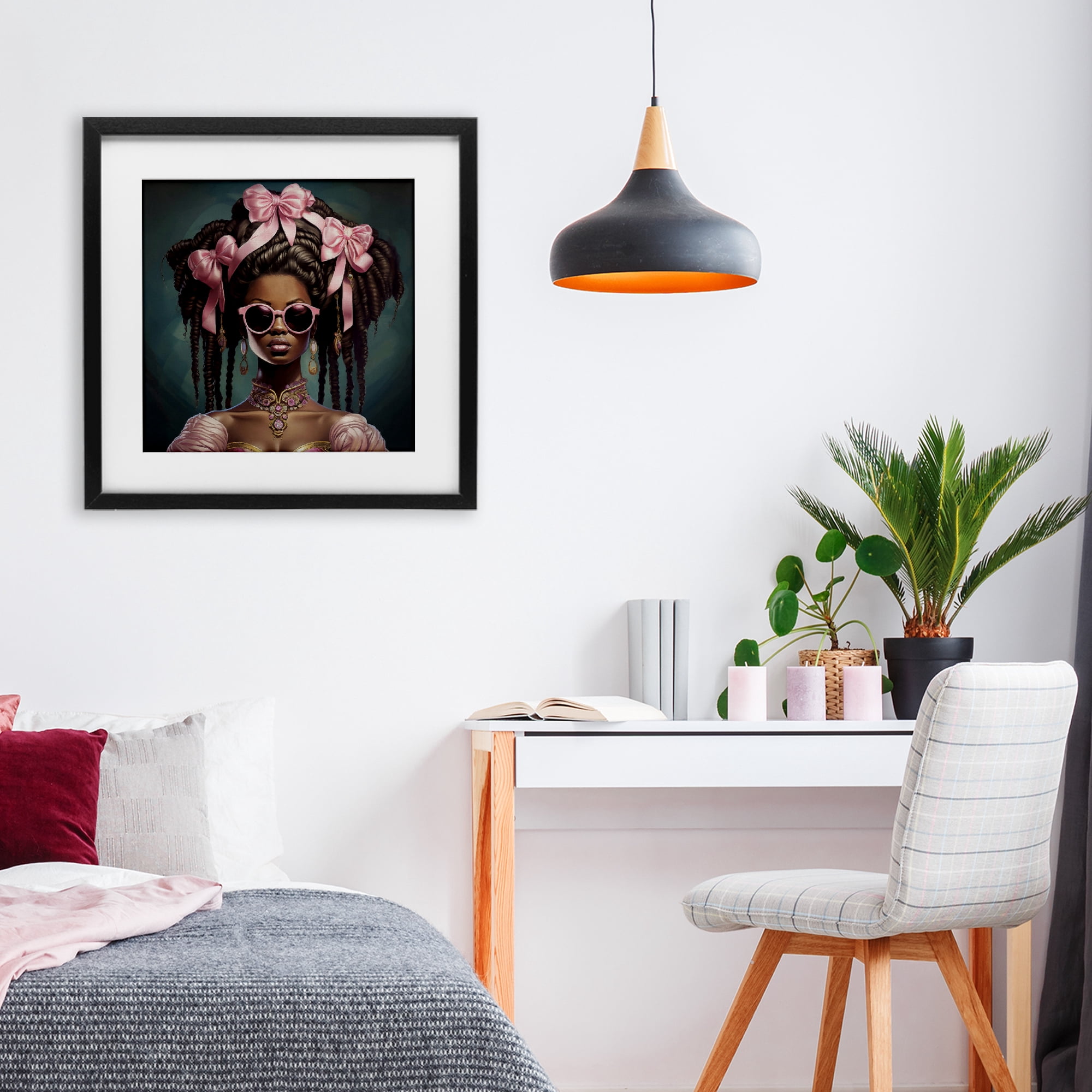 Stupell Industries Rococo Woman With Bows Black Framed Print Under Glass, design by Grotto Studios