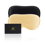 RUIPTSKE 2 Pcs Mulberry Silk Sleep Eye Masks, Caring For Deep Sleep, Adjustable Elastic Band, Black & Champagne