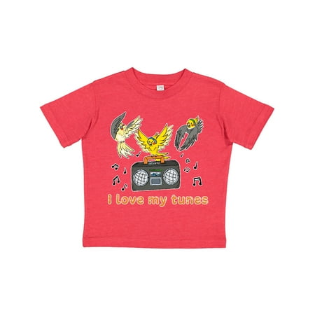 

Inktastic I Love My Tunes Dancing Cockatiels with Radio Gift Toddler Boy or Toddler Girl T-Shirt