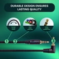 thumbnail image 3 of SatelliteSale Auxiliary 3.5mm Right Angle Audio Jack Male to Male Aux Cable Universal Wire Black Nylon Cord 15 feet, 3 of 6
