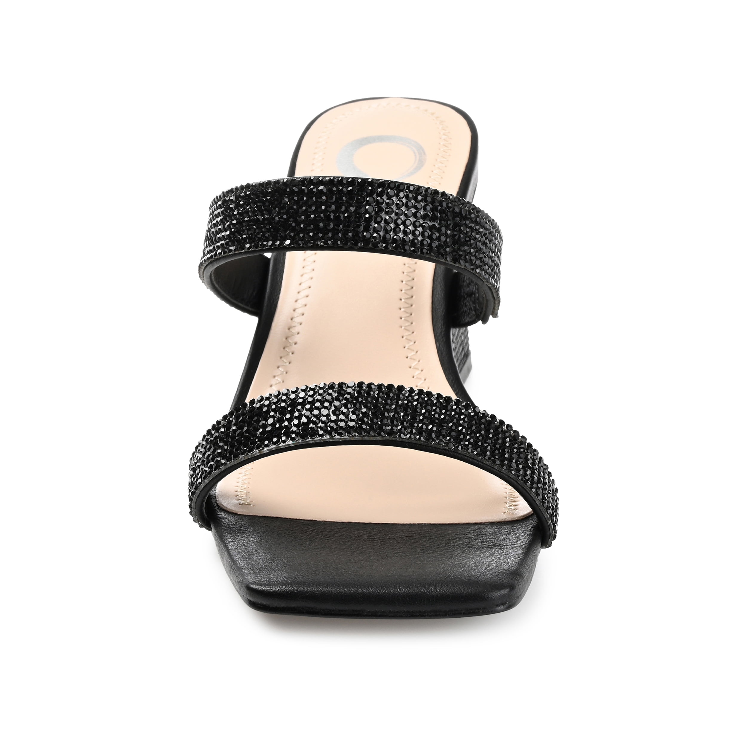 Journee Womens Shandee Rhinestone Detail Block Heel Evening Dress Sandals