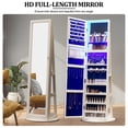 thumbnail image 5 of Aukfa 360° Swivel Jewelry Armoire,LED Jewelry Organizer Stand with Full Length Mirror,White, 5 of 8