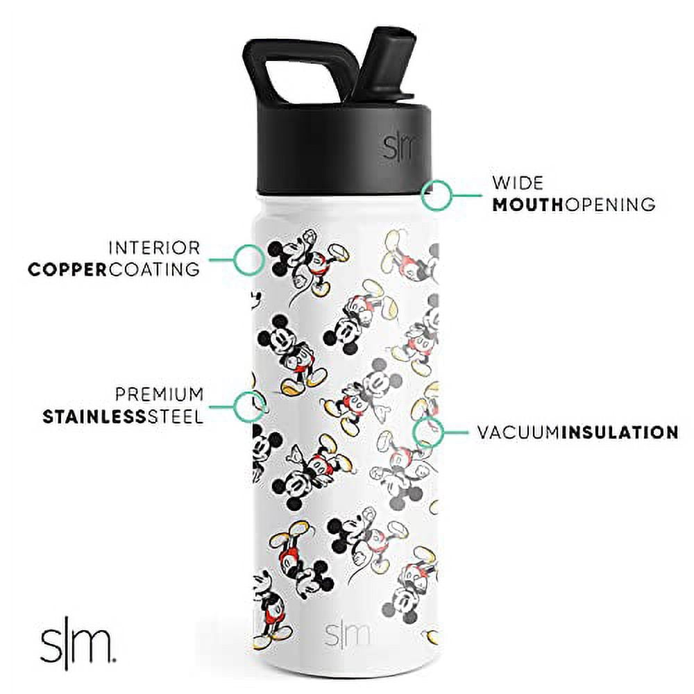 Simple Modern Disney Mickey Mouse Water Bottle with Straw Lid Vacuum  Insulated Stainless Steel Metal…See more Simple Modern Disney Mickey Mouse  Water