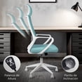 thumbnail image 4 of MAGMALIFE Silla de Oficina Fokus Ergonómica con Cabecera, Reclinación Ajustable, Malla Transpirable, Asiento de Alta Densidad, Ruedas 360° Antirrayas y Altura Regulable, Soporta 150 kg Azul, 4 of 8