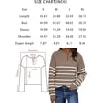 thumbnail image 6 of Women's Quarter Zip Striped Oversized Sweater Mock Turtleneck Pullover Fall Fashion Outfit Winter Trendy Clothes, 6 of 6