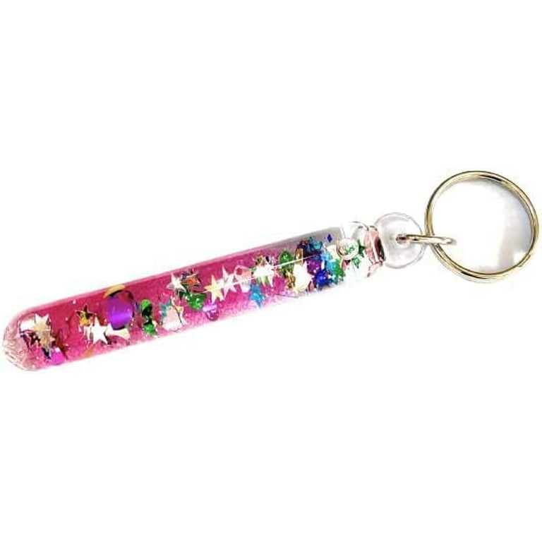 Glitter Wand Key Tag Glitter and Moons and Stars Key Ring One Key Chain