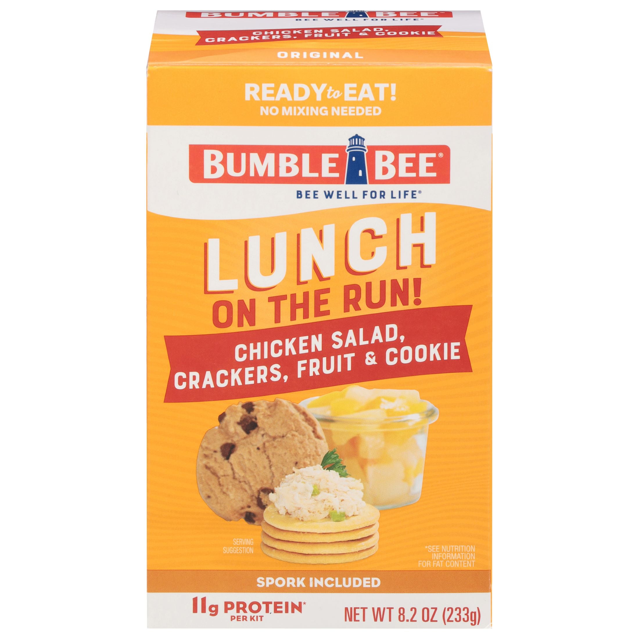 (2 pack) Bumble Bee Lunch on The Run Chicken Salad with Crackers Kit, Ready to Eat, Includes Mixed Fruit Cup and Cookie, Shelf Stable Box, 8.2 oz