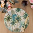 thumbnail image 3 of Tropical Plant Round 15 Inch Placemats Set of 4, Summer Watercolor Boho Palm Tree on Linen HeatResistant Non Slip Place Mats for Dining Table, Wipeable Braided Kitchen Table Mats for Housewarming, 3 of 9