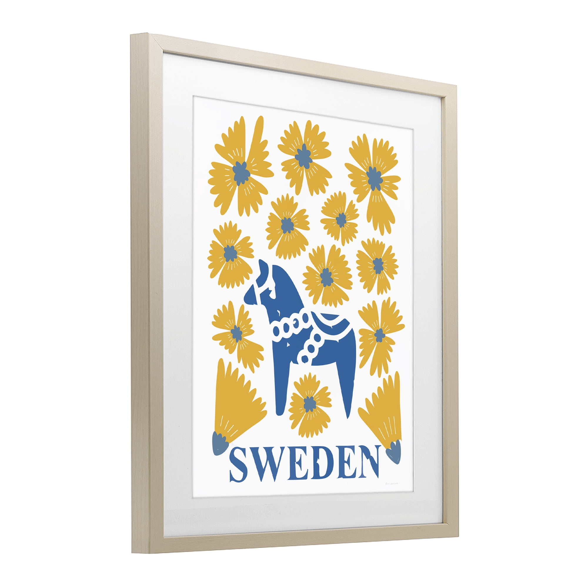 Stupell Industries Swedish Folk Flowers Birch Framed Print Under Glass, design by Omar Escalante