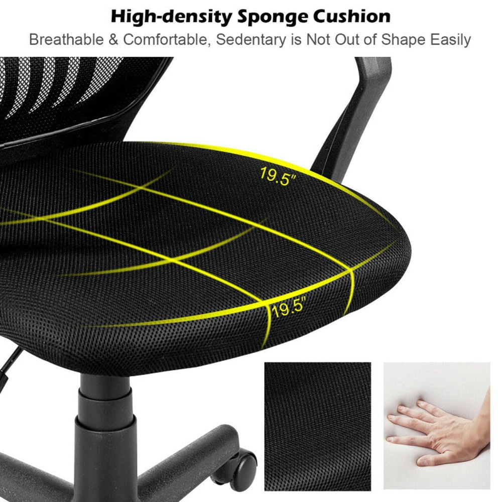 Demi Bonn Rolling Swivel Mesh Office Chair with Lumbar Support Adjustable for Home, Bedroom, Study, Black