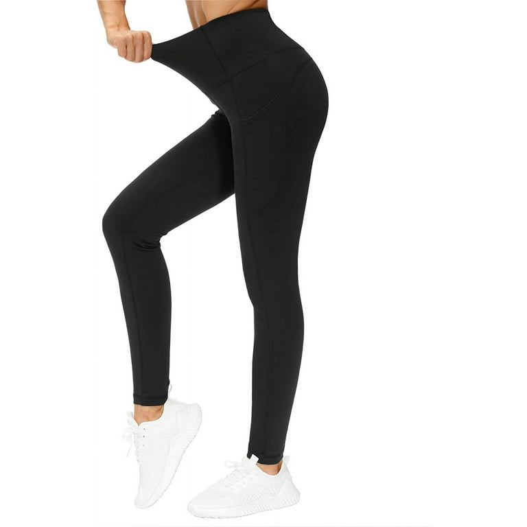  THE GYM PEOPLE Thick High Waist Yoga Pants with Pockets, Tummy  Control Workout Running Yoga Leggings for Women (X-Small, Black) :  Clothing, Shoes & Jewelry
