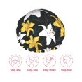 thumbnail image 5 of KLL Lilies Flowers Pattern Shower Cap & Bath Cap for Women,Reversible Oversized Waterproof Shower Caps for all Hair Lengths,Elastic Reusable Bathing Hair Cap, 5 of 6