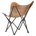 thumbnail image 3 of vidaXL Foldable Butterfly Chair Brown Real Leather, 3 of 5