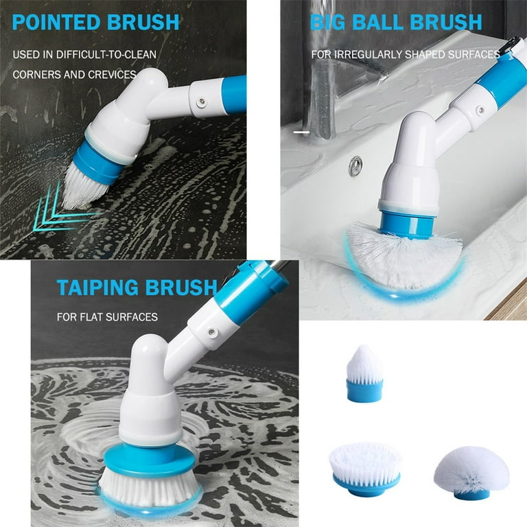 Electric Spin Scrubber 360 Cordless Bathroom Cleaning Brush With 4  Replaceable Scrubber Brush Heads Extension Handle For Tub, Tile, Wall,  Bathroom - Dover Mart