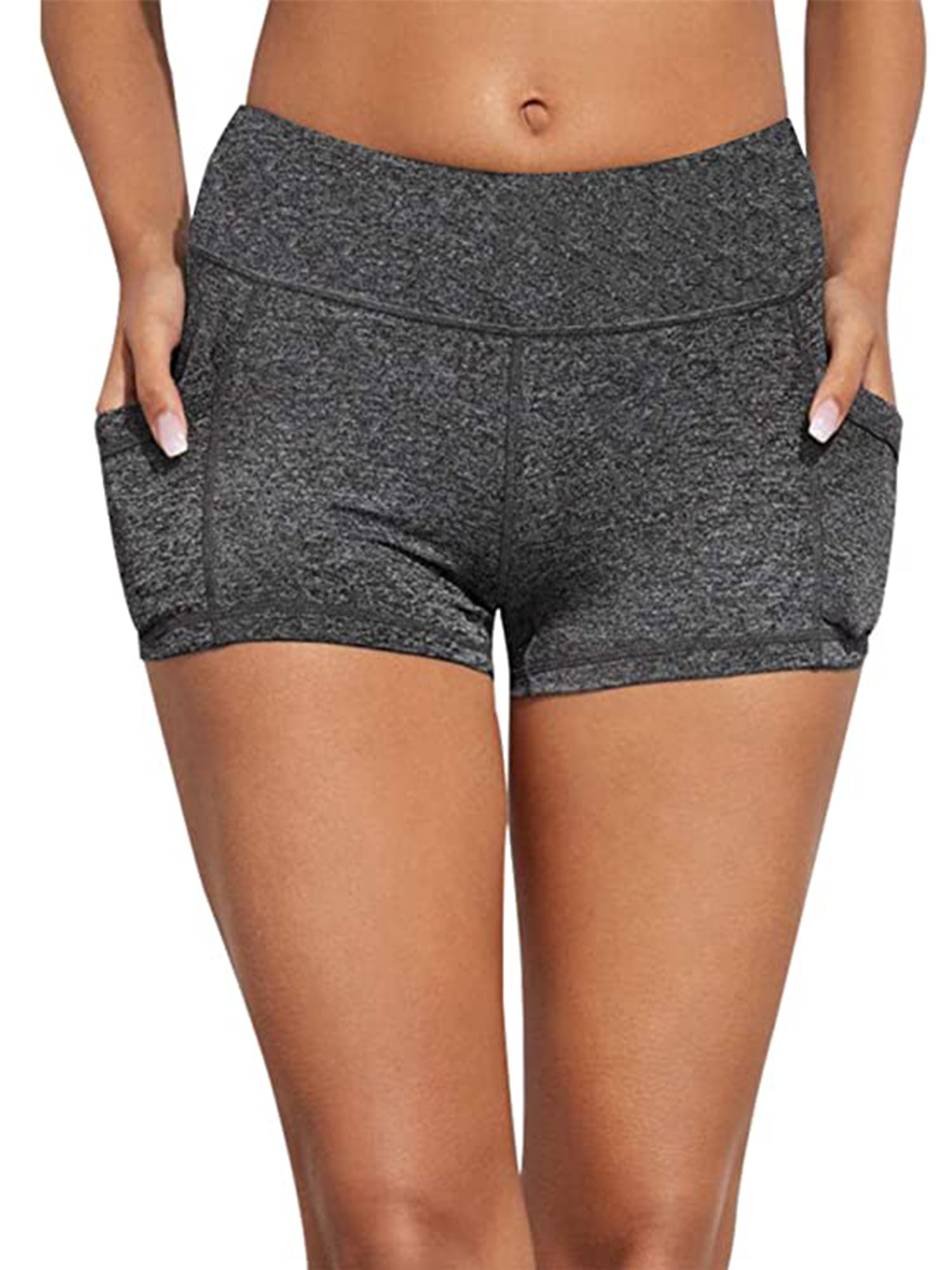 Women High Waist Tummy Control Bike Shorts Yoga Workout Shorts With