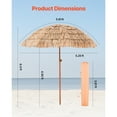thumbnail image 3 of KFFKFF 6ft Thatched Patio Umbrella with Tilt, Hawaiian-Style Beach Parasol Featuring Durable PP Thatch and 8 Metal Ribs, Ideal for Beach, Patio, Poolside, Backyard, and Garden, 3 of 9