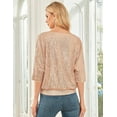 thumbnail image 5 of PrettyGuide Women's Sparkle Sequin Top Cold Shoulder 3/4 Batwing Sleeve Loose Shimmer Glitter Party Dressy Tops, 5 of 6