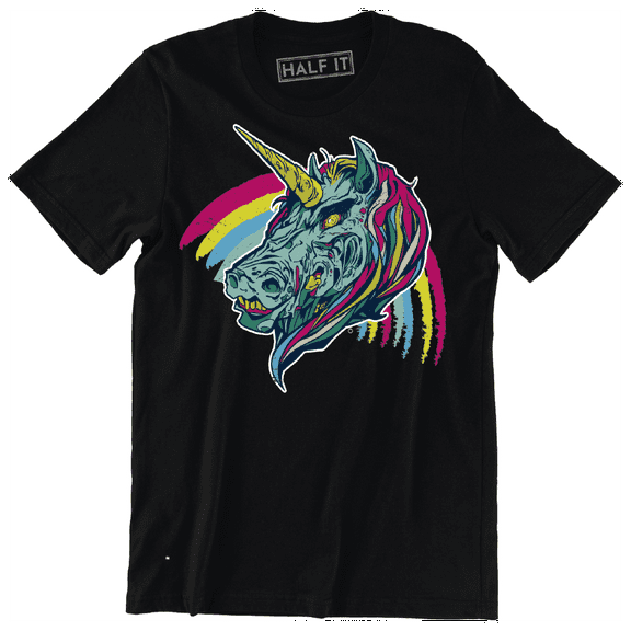 Creepy Scary Looking Unicorn Horse Over A Rainbow Men's T-Shirt