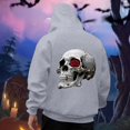 thumbnail image 2 of Mens Hoodie Pullover Halloween Skull Graphic Loose Hooded Mens Casual Clothing,Light Gray,M, 2 of 4