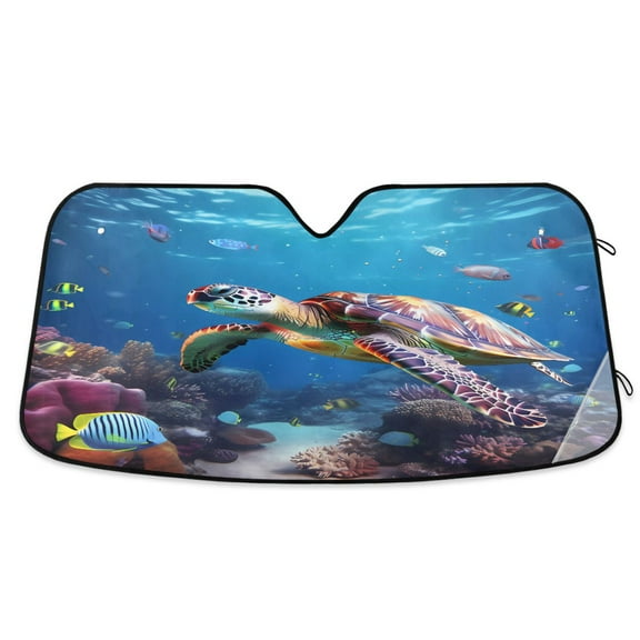 ALAZA A Turtle Windshield Sun Shade Car Foldable Sun Visor Block UV Rays Protector 55"x27.6"