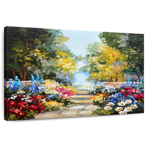 Elephant Stock Flower Garden Wall Art - Horizontal Canvas Wall Art - Living Room Wall Decor - Hobbies And Lifestyle Canvas - Green And Beige Decor - 12" x 8"
