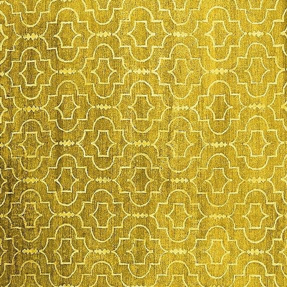 Ahgly Company Indoor Square Trellis Yellow Modern Area Rugs, 3' Square