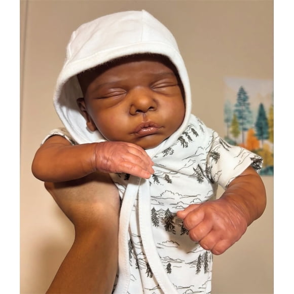 Muñeca Reborn GYCV de 48 cm, negra, realista, cuerpo blando
