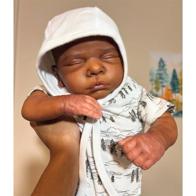 Muñeca Reborn GYCV de 48 cm, negra, realista, cuerpo blando