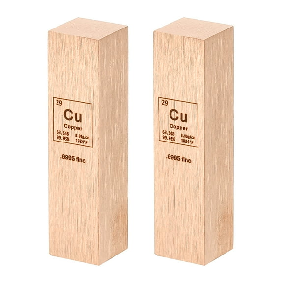 Uxcell 2Pcs Copper Cube, 0.5x2" Cu Density Stick High Density Element Rod Unique Metal Cube Periodic Table of Elements Collections Lab Experiment Teacher Scientific Classes, Square